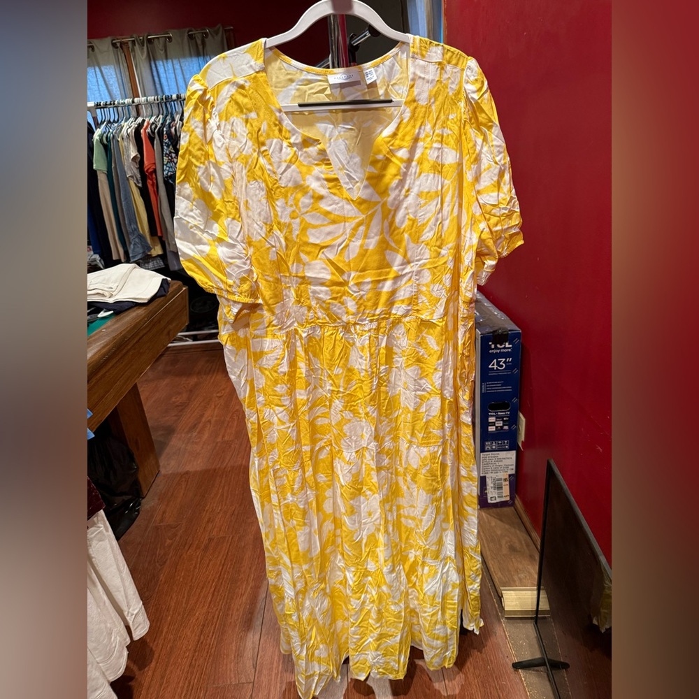 Susan Graver Sunny Yellow and White Dress